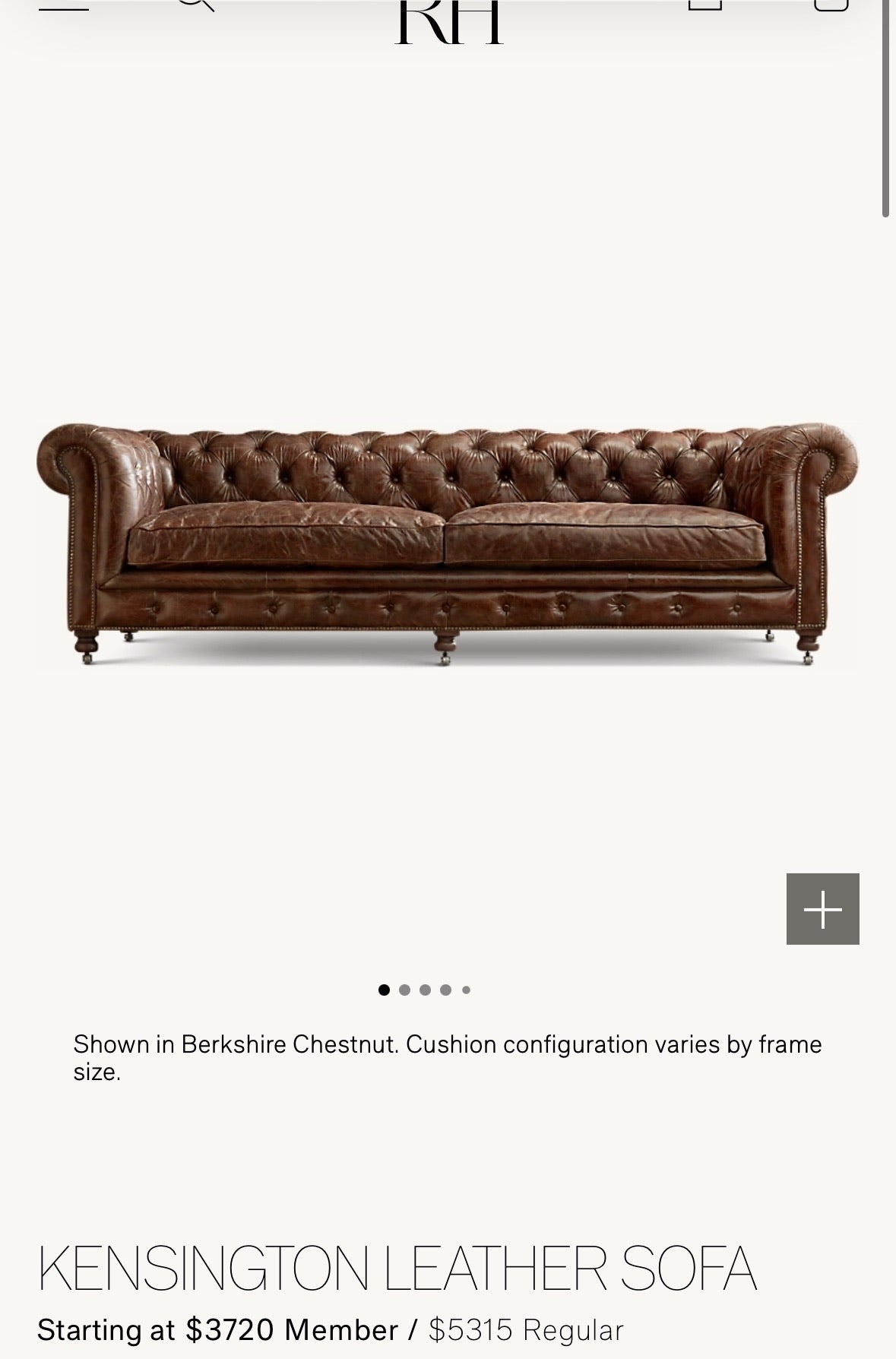 Leather Restoration Hardware Couch (DELIVERY OFFERED)