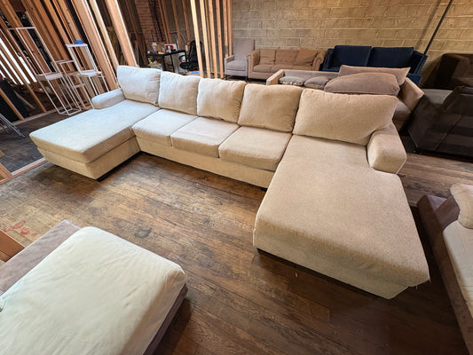 Ashley Oversized Modern Sectional w/ Dual Chaise – Comfortable Cream Fabric (WE DELIVER + HAUL AWAY)