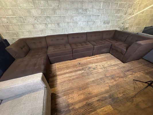 Chocolate Brown Tufted Modular Sectional (WE DELIVER + WE HAUL AWAY OLD COUCHES)