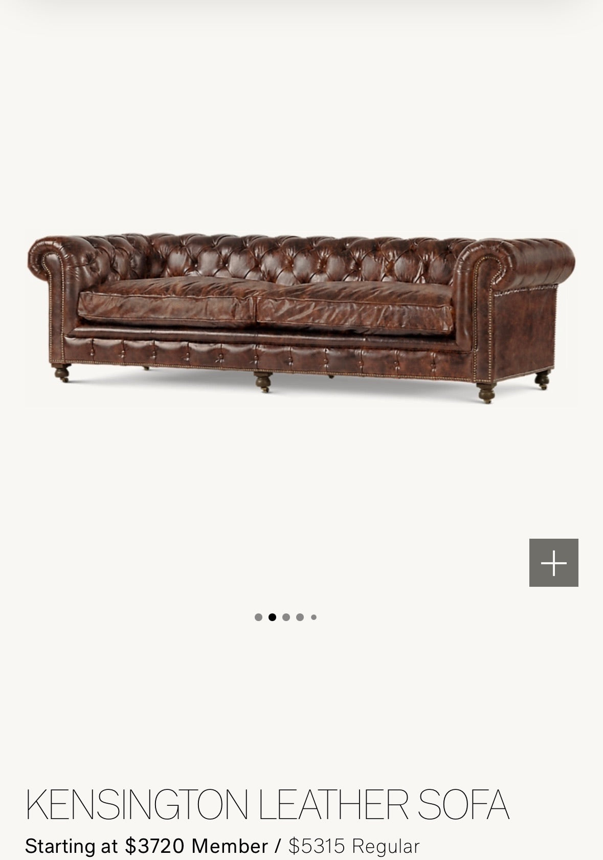 Leather Restoration Hardware Couch (DELIVERY OFFERED)